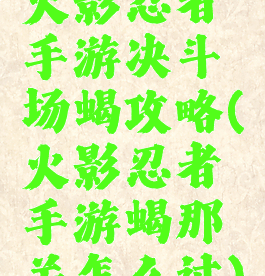 火影忍者手游决斗场蝎攻略(火影忍者手游蝎那关怎么过)
