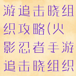 火影忍者手游追击晓组织攻略(火影忍者手游追击晓组织攻略视频)