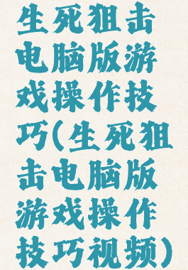 生死狙击电脑版游戏操作技巧(生死狙击电脑版游戏操作技巧视频)