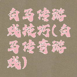 白马传游戏技巧(白马传奇游戏)
