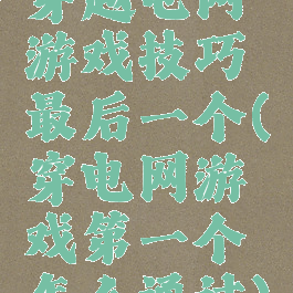 穿越电网游戏技巧最后一个(穿电网游戏第一个怎么通过)