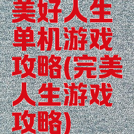 美好人生单机游戏攻略(完美人生游戏攻略)