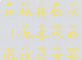 你喜欢的游戏我有全部的秘籍歌词(你喜欢的游戏我有全部的秘籍歌词)