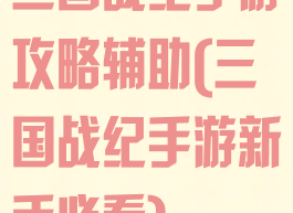三国战纪手游攻略辅助(三国战纪手游新手必看)