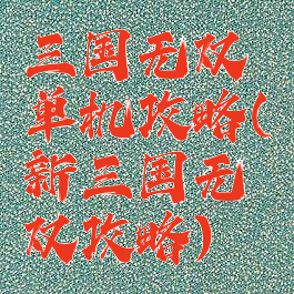 三国无双单机攻略(新三国无双攻略)