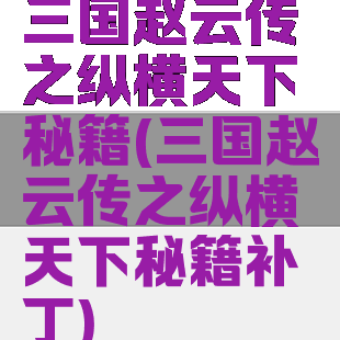 三国赵云传之纵横天下秘籍(三国赵云传之纵横天下秘籍补丁)