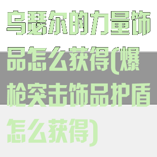 乌瑟尔的力量饰品怎么获得(爆枪突击饰品护盾怎么获得)
