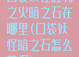口袋妖怪胜利之火暗之石在哪里(口袋妖怪暗之石怎么获得)