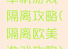 单机游戏隔离攻略(隔离欧美游戏攻略)
