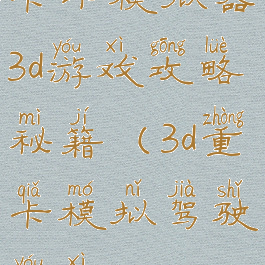 卡车模拟器3d游戏攻略秘籍(3d重卡模拟驾驶游戏)