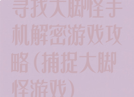 寻找大脚怪手机解密游戏攻略(捕捉大脚怪游戏)