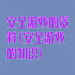 安全游戏的资料(安全游戏的知识)