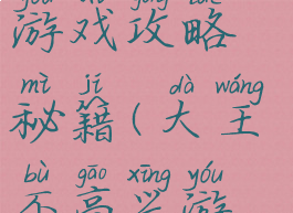 大王不高兴游戏攻略秘籍(大王不高兴游戏角色)