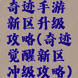 奇迹手游新区升级攻略(奇迹觉醒新区冲级攻略)