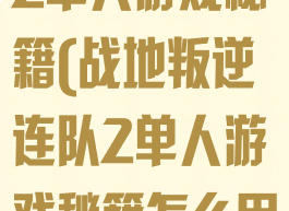 战地叛逆连队2单人游戏秘籍(战地叛逆连队2单人游戏秘籍怎么用)