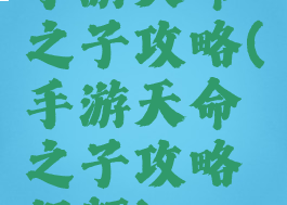 手游天命之子攻略(手游天命之子攻略视频)