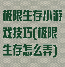极限生存小游戏技巧(极限生存怎么弄)