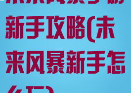 未来风暴手游新手攻略(未来风暴新手怎么玩)