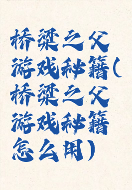 桥梁之父游戏秘籍(桥梁之父游戏秘籍怎么用)