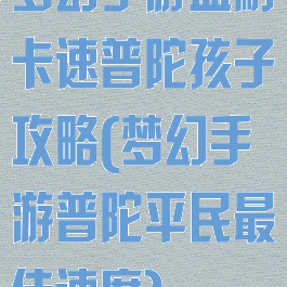 梦幻手游血耐卡速普陀孩子攻略(梦幻手游普陀平民最佳速度)