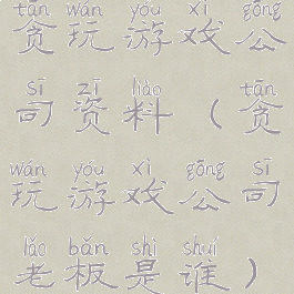 贪玩游戏公司资料(贪玩游戏公司老板是谁)